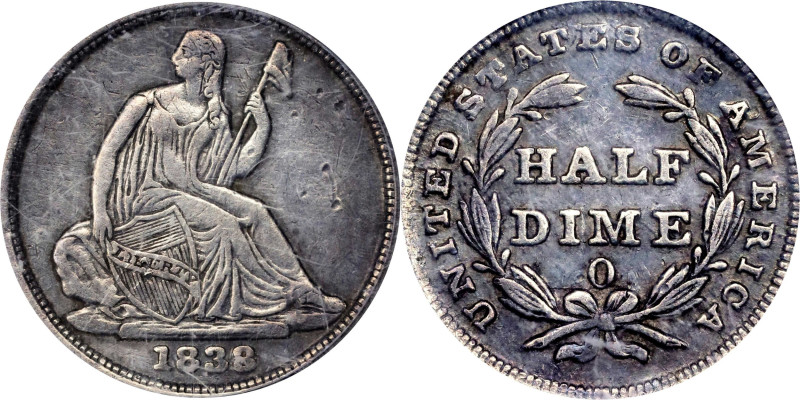 1838-O Liberty Seated Half Dime. No Stars. V-1. VF-30 (PCGS). OGH.
PCGS# 4314. ...