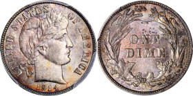 1914-D Barber Dime. MS-66+ (PCGS).
PCGS# 4866. NGC ID: 23FU.
PCGS Population: 6; 6 finer (MS-67+ finest).