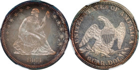 1864 Liberty Seated Quarter. Proof-66 (NGC).
PCGS# 5560. NGC ID: 23WS.
NGC Census: 11; 4 finer in this category (Proof-68 finest).