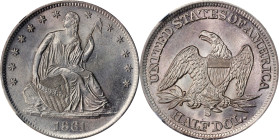 1861-S Liberty Seated Half Dollar. WB-3. Rarity-3. Large S. MS-64 (NGC).
PCGS# 6306. NGC ID: 24J5.