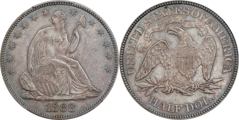 1868 Liberty Seated Half Dollar. WB-5. Rarity-3. Low Date. MS-65 (PCGS).
PCGS# ...