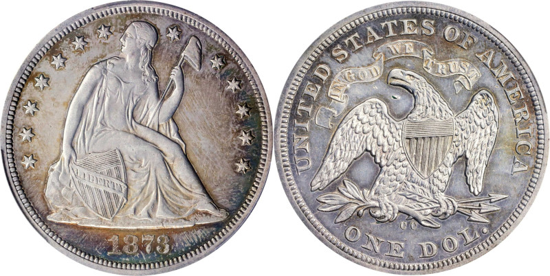 1873-CC Liberty Seated Silver Dollar. OC-1, the only known dies. Rarity-4+. AU-5...