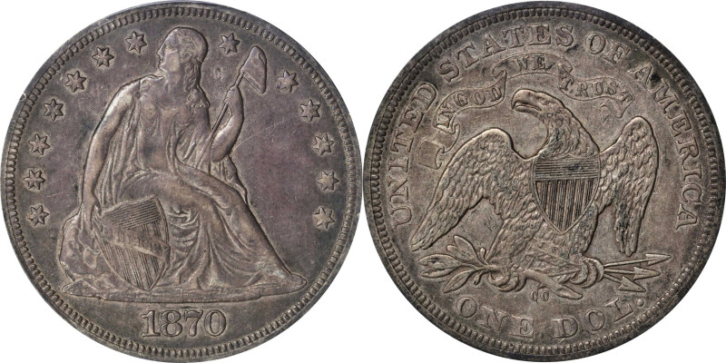 1870-CC Liberty Seated Silver Dollar. OC-3. Rarity-5+. EF-45 (PCGS).
PCGS# 6964...