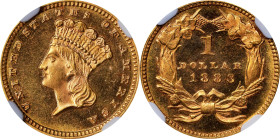 1883 Gold Dollar. MS-66 PL (NGC). CAC.
PCGS# 87584. NGC ID: 25DM.
NGC Census: 6; 8 finer in this category (MS-67 PL finest).