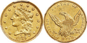 1839-C Classic Head Quarter Eagle. HM-1, Winter-2. Rarity-3+. Repunched Date. EF-45 (PCGS).
PCGS# 7699. NGC ID: 25G4.