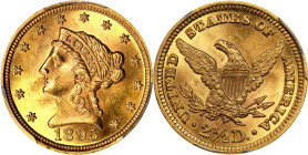 1895 Liberty Head Quarter Eagle. MS-64 (PCGS). CAC.
PCGS# 7847. NGC ID: 25LK.
CAC Stickered Population: 13; 16.