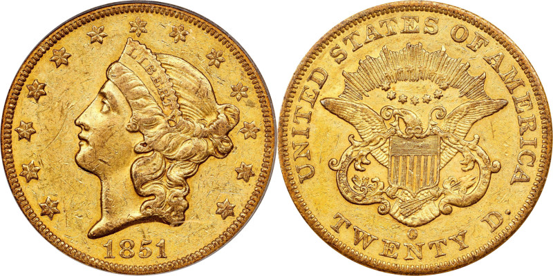 1851-O Liberty Head Double Eagle. Winter 2-A. EF-45 (PCGS). CAC. OGH.
PCGS# 890...