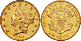 1851-O Liberty Head Double Eagle. Winter 2-A. EF-45 (PCGS). CAC. OGH.
PCGS# 8905. NGC ID: 268J.