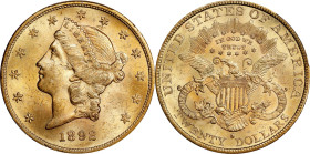 1892-S Liberty Head Double Eagle. MS-63 (PCGS). CAC.
PCGS# 9021. NGC ID: 26C7.
Ex Rive d'Or Collection.
Ex Rive d'Or Collection.