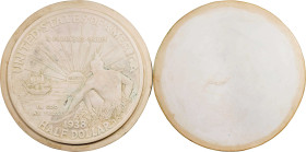 Set of (2) Plasters of Sculptor Lorrilard Wise's Rejected Design for the 1938 New Rochelle, New York 250th Anniversary Commemorative Half Dollar.