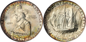 1921 Pilgrim Tercentenary. MS-67+ (PCGS).
PCGS# 9360. NGC ID: BYHS.
PCGS Population: 11; with a single MS-68 finer.