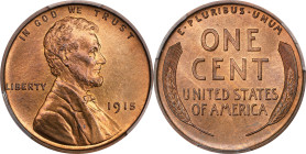 1915 Lincoln Cent. Proof-67 RB (PCGS). CAC.
PCGS# 3322. NGC ID: 22KY.
PCGS Population: 6; 0 finer in this category. CAC Stickered Population: 7; 0.