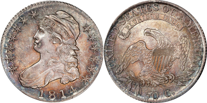 1814 Capped Bust Half Dollar. O-109. Rarity-3. Die State 109.1. MS-65 (PCGS).
P...