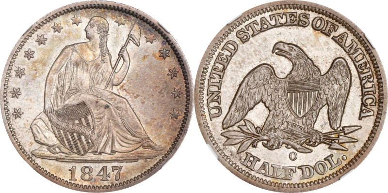 1847-O Liberty Seated Half Dollar. WB-16. Rarity-4. MS-64 (NGC).
PCGS# 6259. NG...