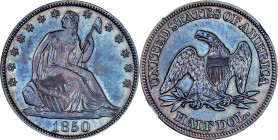 1850 Liberty Seated Half Dollar. WB-4. Rarity-3. MS-65 (NGC).
PCGS# 6264. NGC ID: 24HG.
NGC Census: 1; 0 finer. The corresponding PCGS Population is...