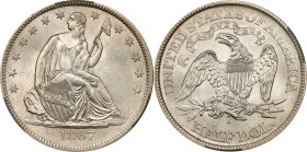 1867-S Liberty Seated Half Dollar. WB-8. Rarity-3. MS-64+ (CACG).
PCGS# 6322. NGC ID: 24JU.