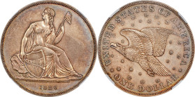 1836 Gobrecht Silver Dollar. Name on Base. Judd-60 Original, Pollock-65. Rarity-1. Silver. Plain Edge. Die Alignment I. Proof AU Details--Repaired (NG...