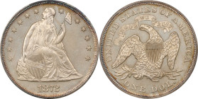 1872 Liberty Seated Silver Dollar. OC-5. Rarity-3-. Misplaced Date. MS-65 (PCGS).
PCGS# 6968. NGC ID: 24ZJ.
PCGS Population: 4; 1 finer (MS-66+).
F...