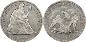 1873-CC Liberty Seated Silver Dollar. OC-1, the only known dies. Rarity-4+. AU-58 (NGC).
PCGS# 6972. NGC ID: 24ZN.
NGC Census: 3; 6 finer (MS-65 fin...
