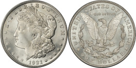 1921-S Morgan Silver Dollar. MS-66+ (NGC).
PCGS# 7300. NGC ID: 256Z.
PCGS Population: 20; 0 finer.