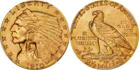 1910 Indian Quarter Eagle. MS-66 (PCGS).
PCGS# 7941. NGC ID: 2892.
PCGS Population: 15; with a single MS-66+ finer.