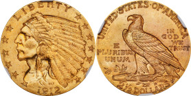 1912 Indian Quarter Eagle. MS-65 (NGC). CAC.
PCGS# 7944. NGC ID: 2896.
CAC Stickered Population: 10; 2.