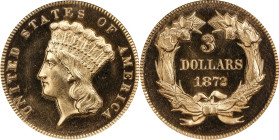1872 Three-Dollar Gold Piece. JD-1, the only known dies. Rarity-6+. Proof-64 Cameo (NGC).
PCGS# 88035. NGC ID: 28AC.
NGC Census: 7; 3 finer in this ...