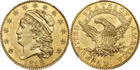 1818 Capped Head Left Half Eagle. BD-2. Rarity-4. STATESOF. AU-58 (PCGS).
PCGS# 8121. NGC ID: BFXV.