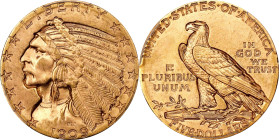 1909-D Indian Half Eagle. MS-65 (PCGS). CAC.
PCGS# 8514. NGC ID: 28DJ.
CAC Stickered Population: 18; 0.