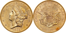 1854-S Liberty Head Double Eagle. AU-53 (PCGS).
PCGS# 8913. NGC ID: 268U.