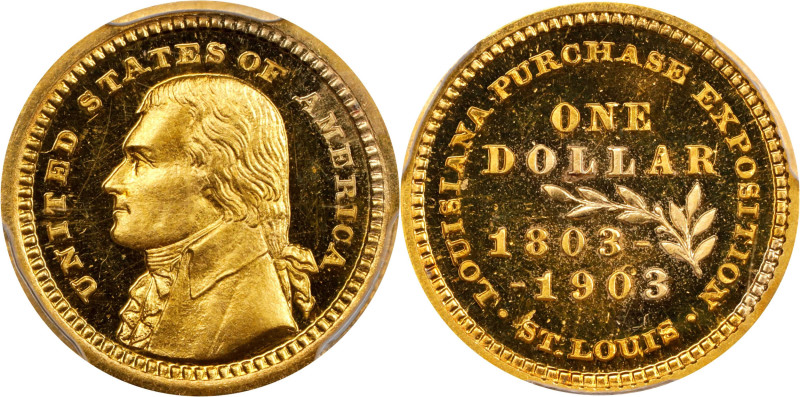 1903 Louisiana Purchase Exposition Gold Dollar. Jefferson Portrait. Proof-65 Cam...