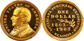 1903 Louisiana Purchase Exposition Gold Dollar. McKinley Portrait. Proof-66 Cameo (PCGS).
PCGS# 87483. NGC ID: BYMG.
PCGS Population: 3; 2 finer in ...