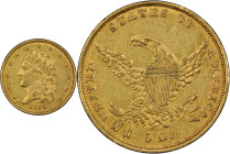 1834 Classic Head Half Eagle. HM-3. Rarity-2. Plain 4. AU-50 (PCGS). CAC.
PCGS# 8171. NGC ID: 25RR.
From the Fairmont Collection - Albertine Set.
F...