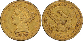 1849-C Liberty Head Half Eagle. Winter-2. EF-40 (PCGS).
PCGS# 8241. NGC ID: 25TW.
From the Fairmont Collection - Albertine Set.
From the Fairmont C...