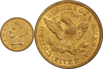 1873 Liberty Head Half Eagle. Open 3. AU-58 (PCGS). CAC.
PCGS# 8328. NGC ID: 25WJ.
From the Fairmont Collection - Albertine Set.
From the Fairmont ...