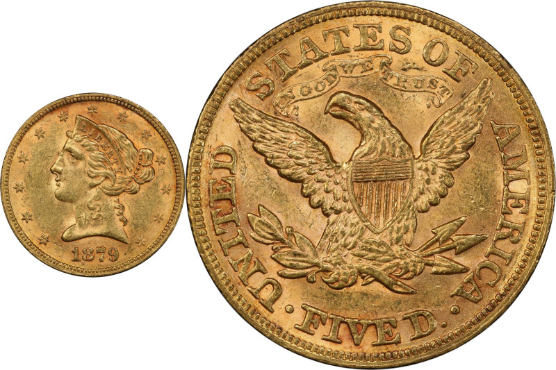 1879 Liberty Head Half Eagle. MS-62 (PCGS).
PCGS# 8348. NGC ID: 25X7.
From the...