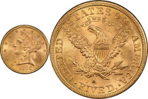 1886-S Liberty Head Half Eagle. MS-65 (PCGS).
PCGS# 8370. NGC ID: 25XV.
PCGS Population: 49; 2 finer (MS-66 finest).
From the Fairmont Collection -...
