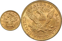 1892 Liberty Head Half Eagle. MS-64 (PCGS). CAC.
PCGS# 8379. NGC ID: 25Y6.
From the Fairmont Collection - Albertine Set.
From the Fairmont Collecti...