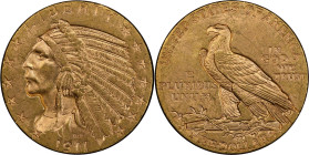 1911-D Indian Half Eagle. MS-63 (PCGS).
PCGS# 8521. NGC ID: 28DR.
PCGS Population: 44; 24 finer (single MS-65+ finest).
From the Fairmont Collectio...