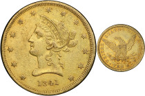 1841 Liberty Head Eagle. EF-45 (PCGS). CAC.
PCGS# 8582. NGC ID: 262H.
CAC Stickered Population: 4; 7.
From the Fairmont Collection - Albertine Set....