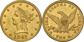 1847 Liberty Head Eagle. AU-55 (PCGS).
PCGS# 8597. NGC ID: 262Z.
From the Fairmont Collection - Albertine Set.
From the Fairmont Collection - Alber...