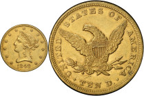 1849 Liberty Head Eagle. Breen-6887. Repunched Date. AU-50 (PCGS).
PCGS# 8601. NGC ID: 2635.
From the Fairmont Collection - Albertine Set.
From the...