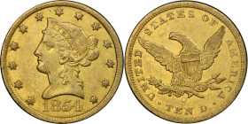 1854-O Liberty Head Eagle. Large Date. Winter-3. AU-50 (PCGS). CAC.
PCGS# 98614. NGC ID: 263J.
From the Fairmont Collection - Albertine Set.
From t...