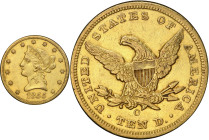 1855-O Liberty Head Eagle. Winter-1, the only known dies. AU-53 (PCGS).
PCGS# 8617. NGC ID: 263M.
PCGS Population: 12; 13 finer, just two of which a...