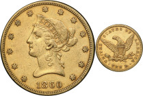 1860 Liberty Head Eagle. EF-45 (PCGS). CAC.
PCGS# 8631. NGC ID: 2644.
From the Fairmont Collection - Albertine Set.
From the Fairmont Collection - ...