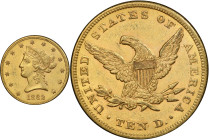 1862 Liberty Head Eagle. AU-55 (PCGS).
PCGS# 8635. NGC ID: 2649.
From the Fairmont Collection - Albertine Set.
From the Fairmont Collection - Alber...