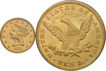 1874 Liberty Head Eagle. AU-58 (PCGS).
PCGS# 8669. NGC ID: 2657.
From the Fairmont Collection - Albertine Set.
From the Fairmont Collection - Alber...