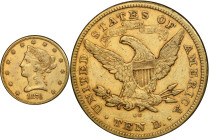 1874-CC Liberty Head Eagle. EF-40 (PCGS). CAC.
PCGS# 8670. NGC ID: 2658.
From the Fairmont Collection - Albertine Set.
From the Fairmont Collection...