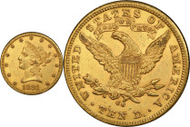 1881-CC Liberty Head Eagle. AU-53 (PCGS). CAC.
PCGS# 8692. NGC ID: 265X.
From the Fairmont Collection - Albertine Set.
From the Fairmont Collection...