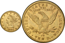 1883-CC Liberty Head Eagle. AU-50 (PCGS). CAC.
PCGS# 8700. NGC ID: 2667.
From the Fairmont Collection - Albertine Set.
From the Fairmont Collection...